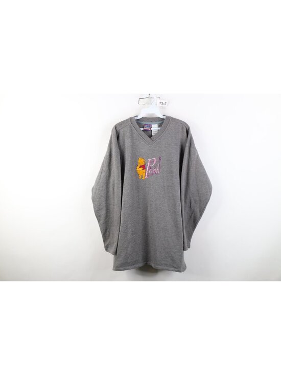 Disney Tops - Vintage 90s Disney Womens XL Distressed Winnie the Pooh V-Neck Sweatshirt Gray